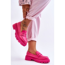 Pinkfarbene Riverside-Slipper aus Leder mit Plateausohle rosa 4