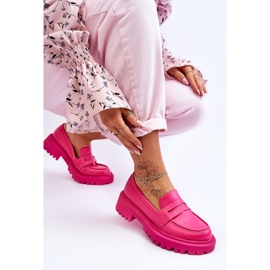 Pinkfarbene Riverside-Slipper aus Leder mit Plateausohle rosa 5