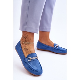 Klassische Wildleder-Mokassins mit Amera-Blau-Verzierung 2