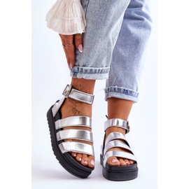 FM1 Sandalen auf einer massiven Plattform Silber Lisbona 1