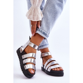 FM1 Sandalen auf einer massiven Plattform Silber Lisbona 2