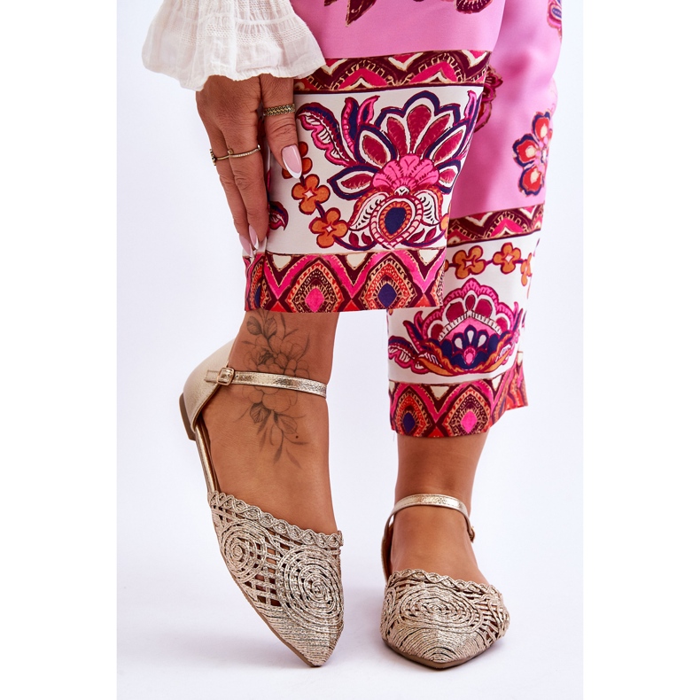 FM1 Elegante Damensandalen flach Gold Sheia golden 1