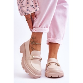 FG1 Damen-Loafer auf massivem Plateau Beige Calypso 1