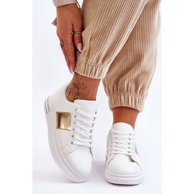 Klassische weiß-goldene Follow-Me-Sportschuhe 1