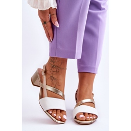 Sergio Leone Leder-High-Heel-Sandalen SK826 Weiß und Gold 1