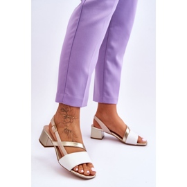 Sergio Leone Leder-High-Heel-Sandalen SK826 Weiß und Gold 2