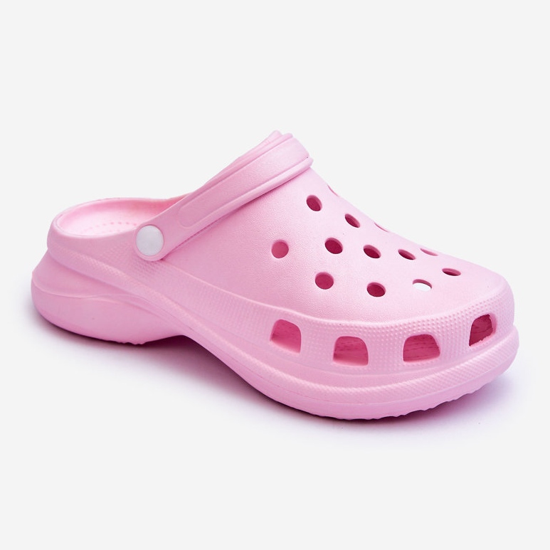 PG2 Schaumstoff-Slides von Crocs auf einer dicken Sohle in Rosa von Katniss 1