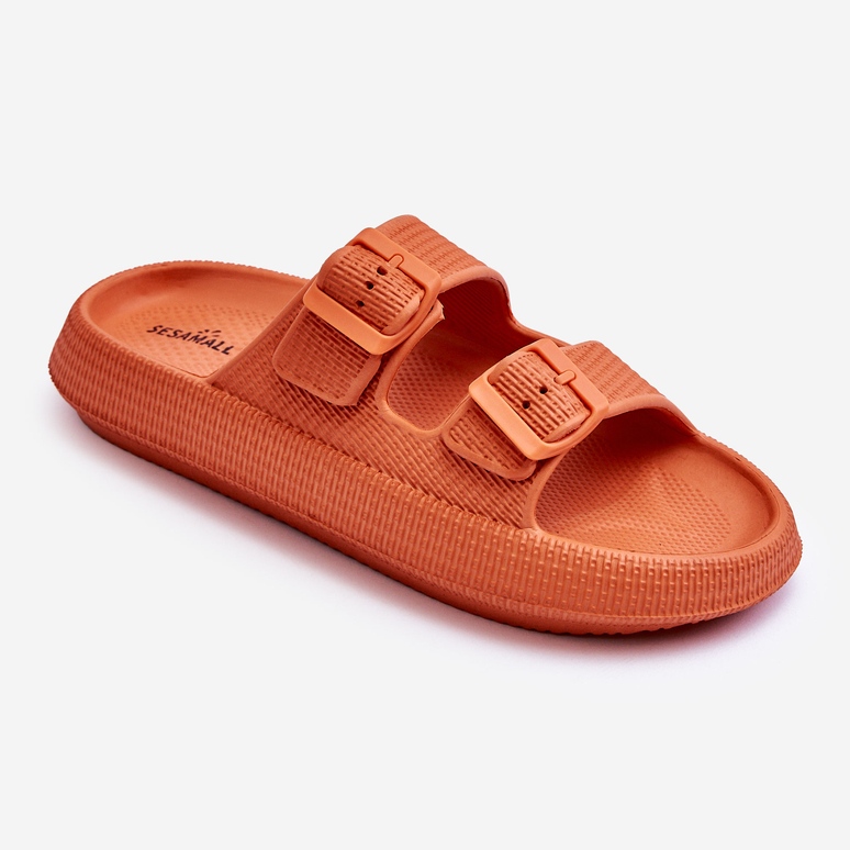 Damen-Sandalen aus Schaumstoff mit Streifen in Orange Sharmen 1