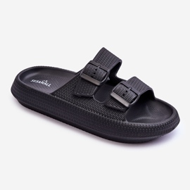 Damen-Schaumhausschuhe mit Streifen in Schwarz von Sharmen 1