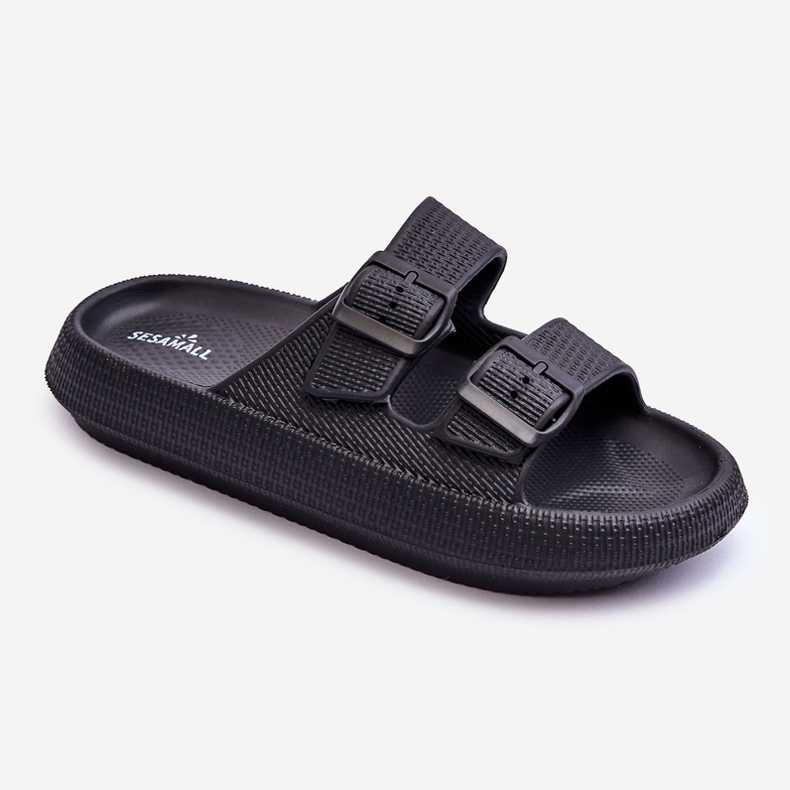 Damen-Schaumhausschuhe mit Streifen in Schwarz von Sharmen 1