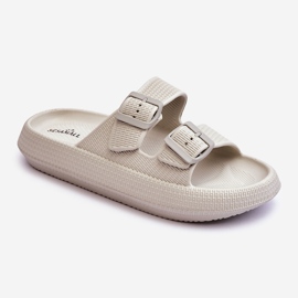 Damen-Schaumhausschuhe mit Streifen in Hellgrau von Sharmen 1