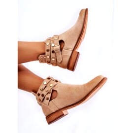 WS1 Damenstiefel mit Jets auf flachem Absatz Beige Larino 9