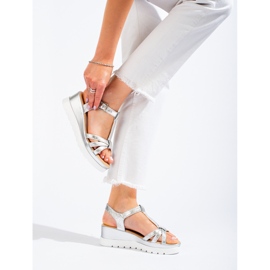 Silberne Shelovet-Keilsandalen für Damen 2