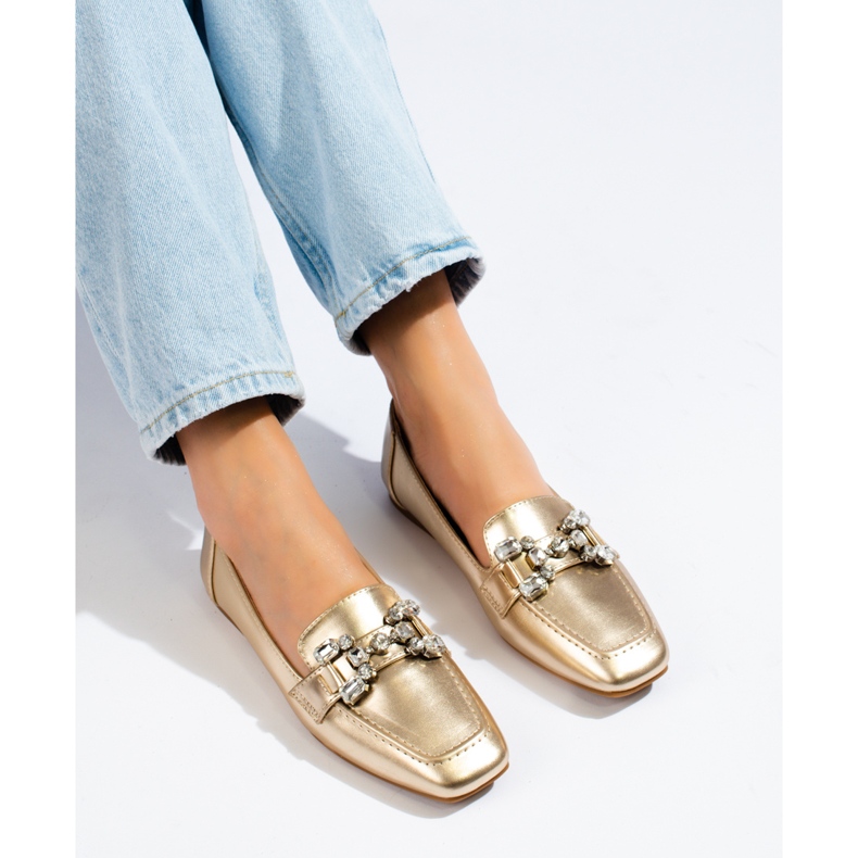 Goldene Damen-Slipper mit Shelovet-Verzierung 1