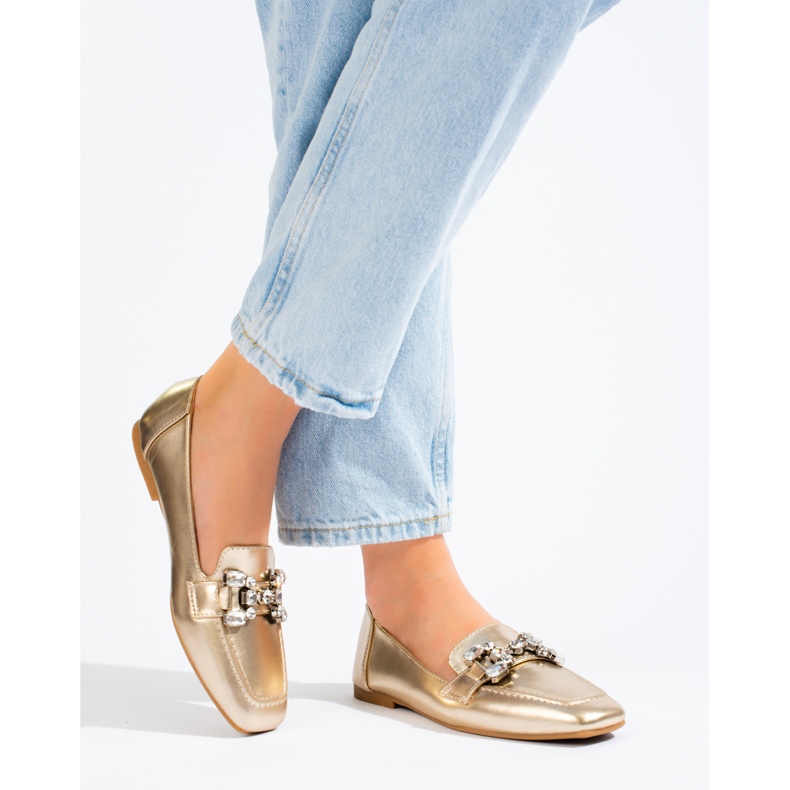 Goldene Damen-Slipper mit Shelovet-Verzierung 2