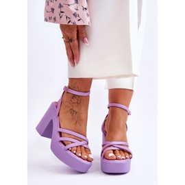 FS1 Modische High-Heels-Sandalen mit lila Shemira-Streifen 1