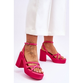 FS1 Modische High-Heels-Sandalen mit fuchsiafarbenen Shemira-Riemen rosa 2