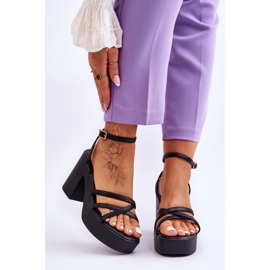 FS1 Modische schwarze Shemira-Sandalen mit Riemen 1