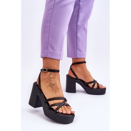 FS1 Modische schwarze Shemira-Sandalen mit Riemen 2