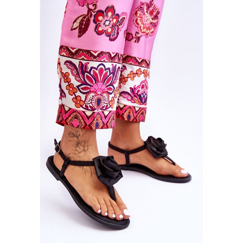 FS1 Damen-Flip-Flops mit Stoff Rose Black Carisma schwarz 2