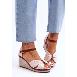 PS1 Damensandalen mit geflochtenem Keilabsatz Beige Judith 1