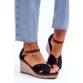 PS1 Damensandalen mit geflochtenem Keilabsatz in Schwarz Judith 1