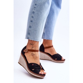 PS1 Damensandalen mit geflochtenem Keilabsatz in Schwarz Judith 2