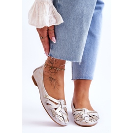 Damen-Ballerinas aus Leder Maciejka 01358-22 Beige-Gold 1