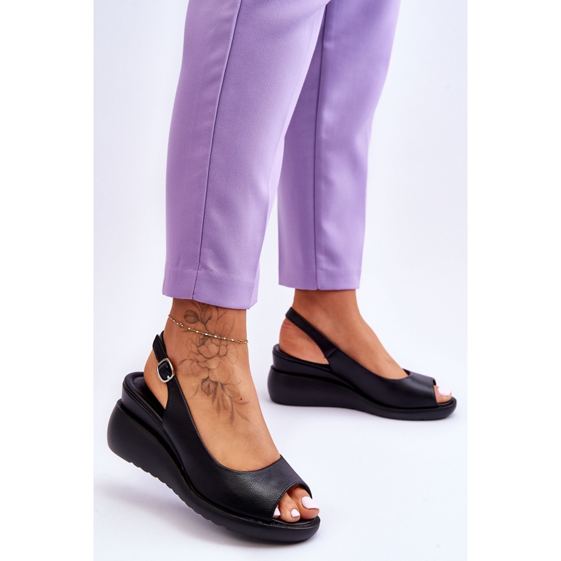 Damen-Keilsandalen Sergio Leone SK853 Schwarz 2