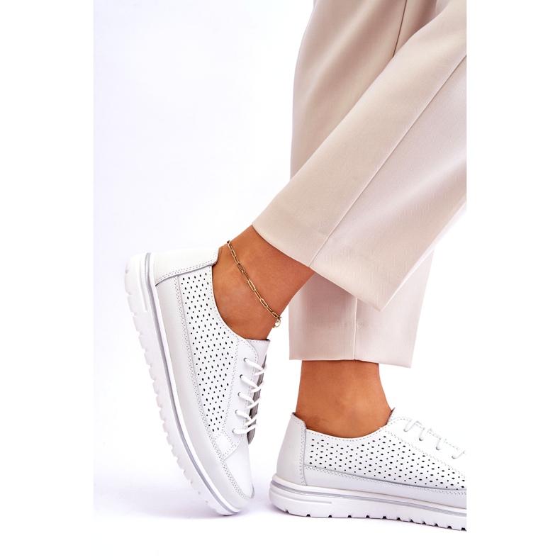 Vinceza Damen Leder Sportschuhe Turnschuhe Weiß Elami 2