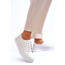 Vinceza Damen Leder Sportschuhe Turnschuhe Weiß Elami 4