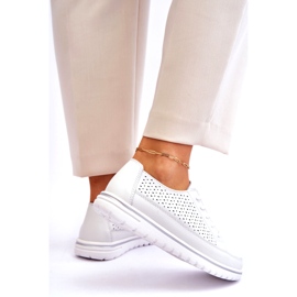 Vinceza Damen Leder Sportschuhe Turnschuhe Weiß Elami 5