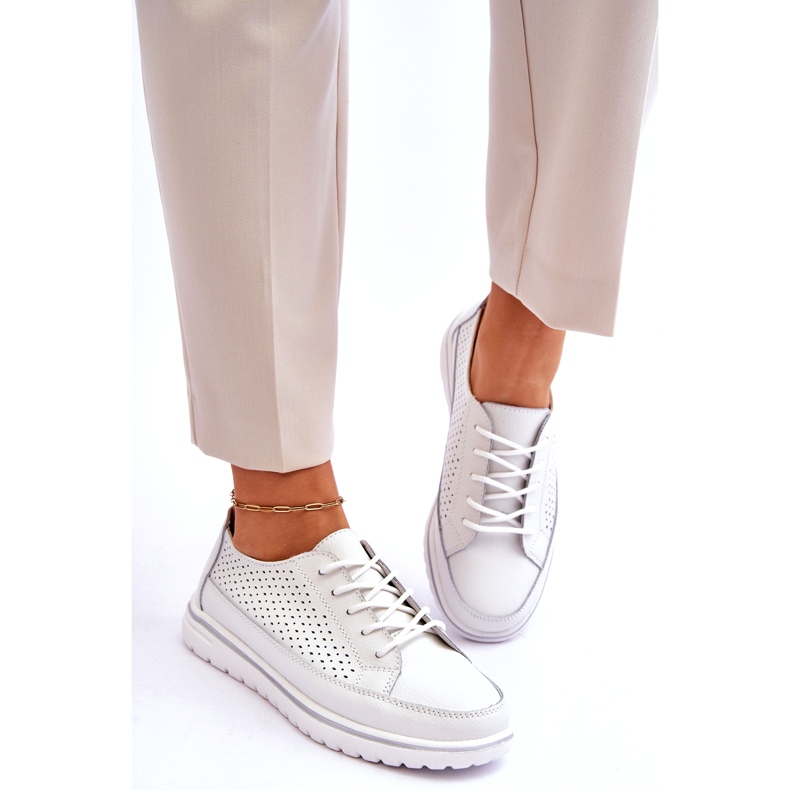 Vinceza Damen Leder Sportschuhe Turnschuhe Weiß Elami 6