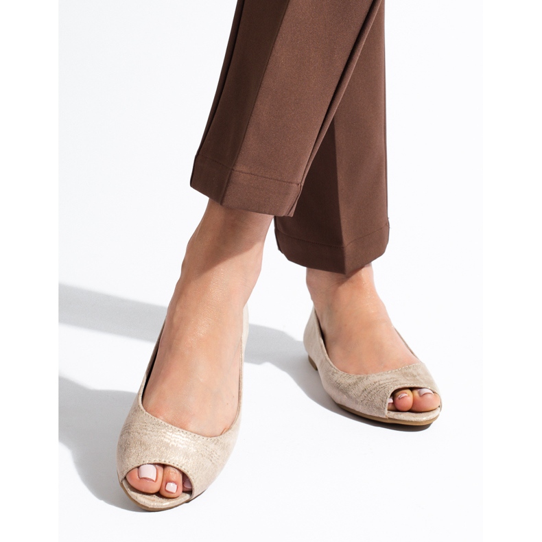Offene Ballerinas für Damen in Beige und Gold von Shelovet 1