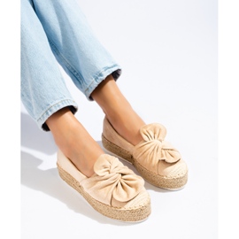 Wildleder-Espadrilles auf der Plattform mit Schleife Shelovet Beige 2