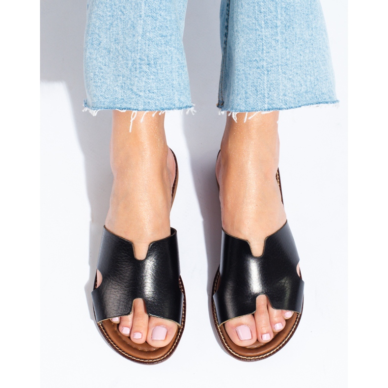 W. Potocki Schwarze Lederhausschuhe für Damen von Potocki 1