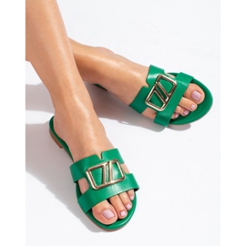 Flache Sandalen mit Dekoration Shelovet grün 1