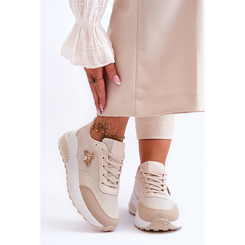 PS1 Glänzende Sportschuhe mit beigem Seneca-Dekor 1