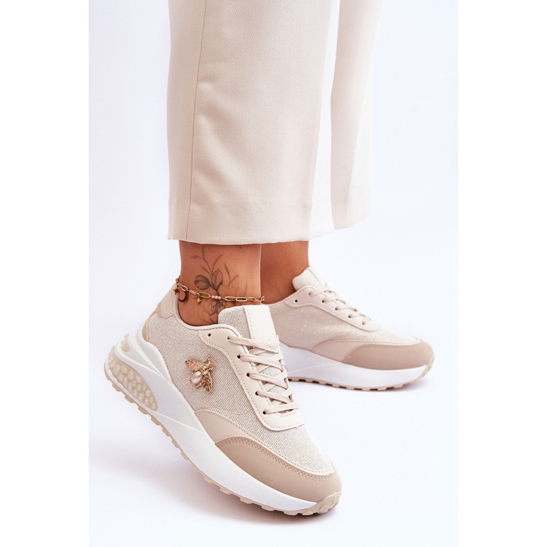 PS1 Glänzende Sportschuhe mit beigem Seneca-Dekor 2