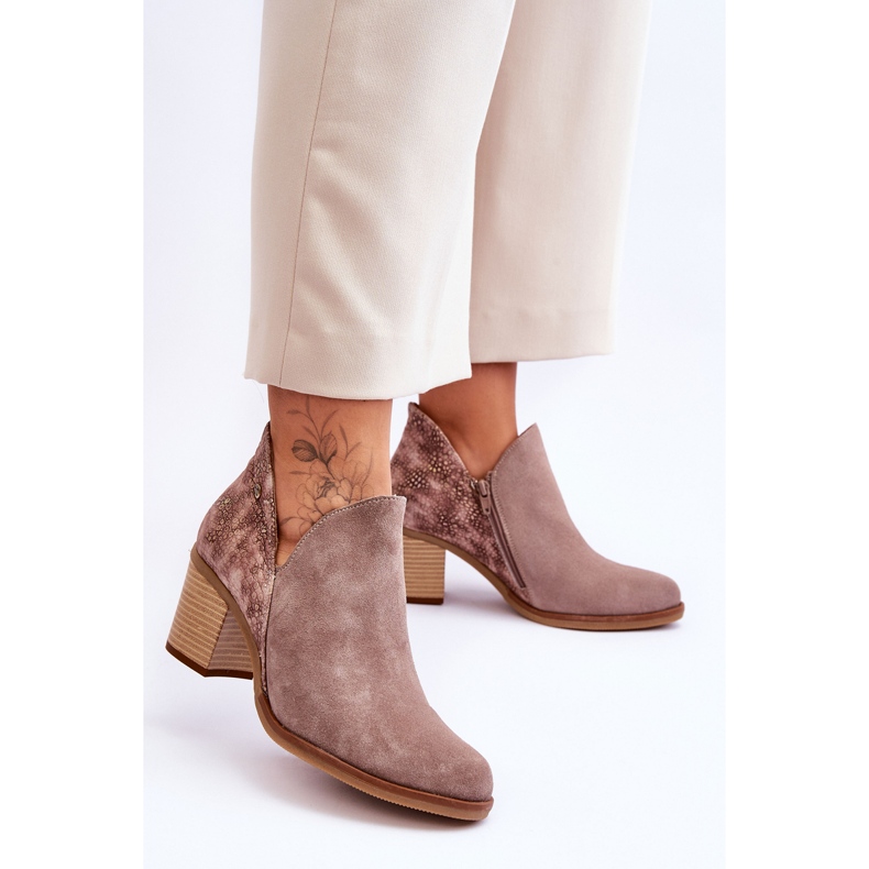 Damen-Lederstiefel mit Absatz Maciejka 04492-14 Dunkelbeige 1