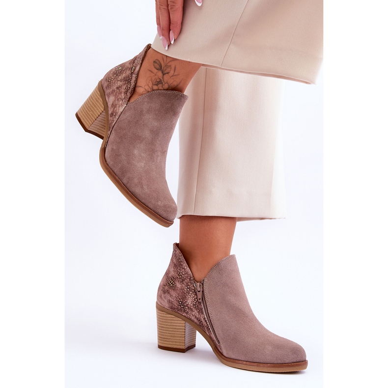 Damen-Lederstiefel mit Absatz Maciejka 04492-14 Dunkelbeige 2