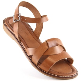 Braune römische Damensandalen Potocki RS64011 beige 1