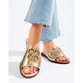 Goldverzierte Shelovet-Slider für Damen golden 2