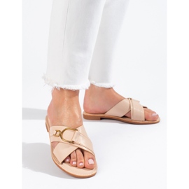 Beige Shelovet-Hausschuhe für Damen 1