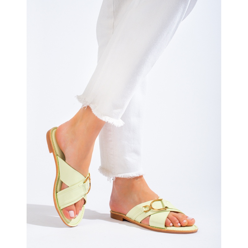 Grüne Shelovet-Hausschuhe für Damen 1