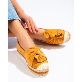 Wildleder-Plateau-Espadrilles mit Schleife von Shelovet Camel gelb 2