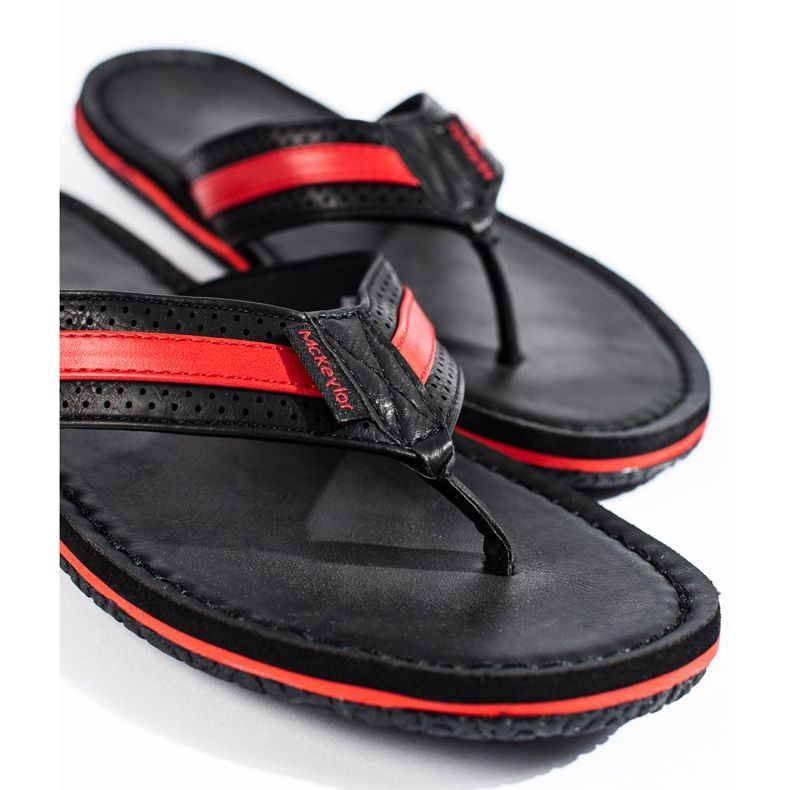 W. Potocki Schwarze Herren-Flip-Flops aus ökologischem Leder Potocki 1