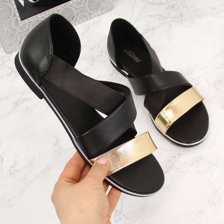 Jezzi W EVE293B schwarze Slip-On-Sandalen 1