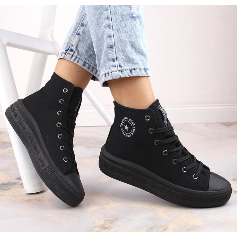 Plateau-Stiefeletten-Sneaker Big Star W INT1875A schwarz 1