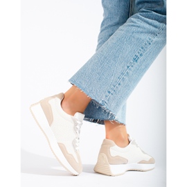 TRENDI Lässige Sportschuhe auf der Plattform beige weiß grau 1